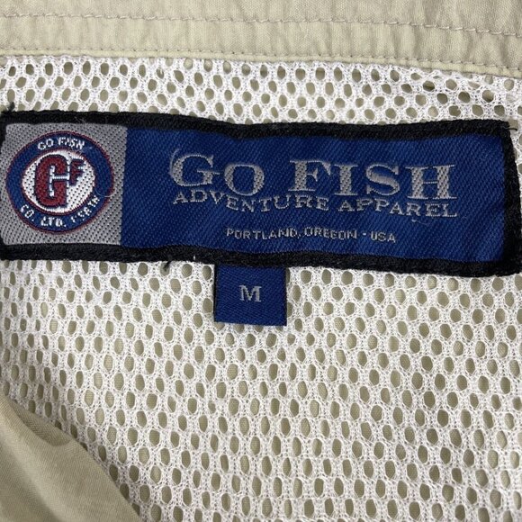 Go Fish Adventure Apparel Button Up Fishing Shirt Men’s M Roll Tab Sleeve - Picture 5 of 14
